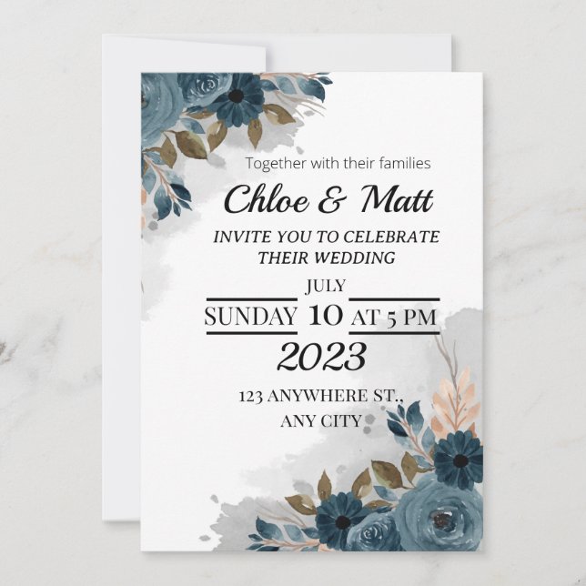 Minimalist Modern Simple Wedding Invitations (Front)