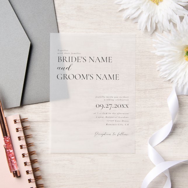 Minimalist Modern Simple Wedding Overlay Vellum Invitations (Wedding)