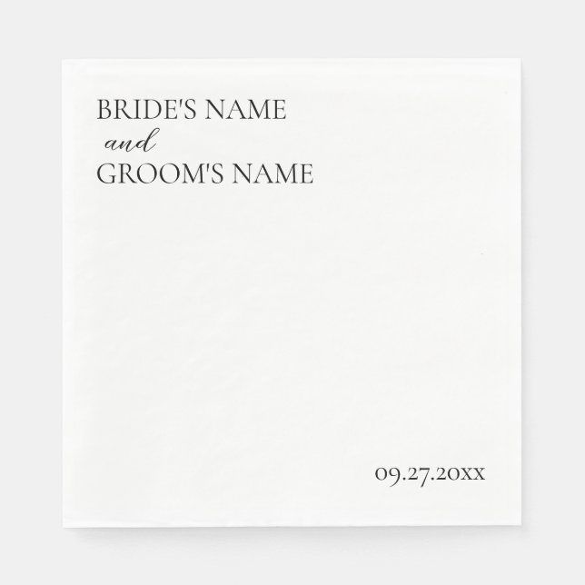 Minimalist Modern Simple Wedding Place Card Napkin (Front)