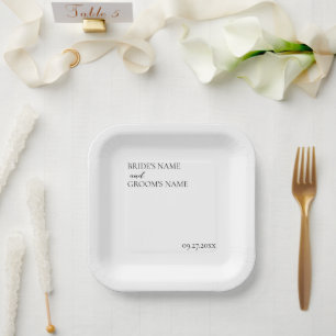 Minimalist Modern Simple Wedding Place Card Paper Plate