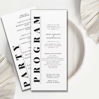 Minimalist modern simple wedding programs programme