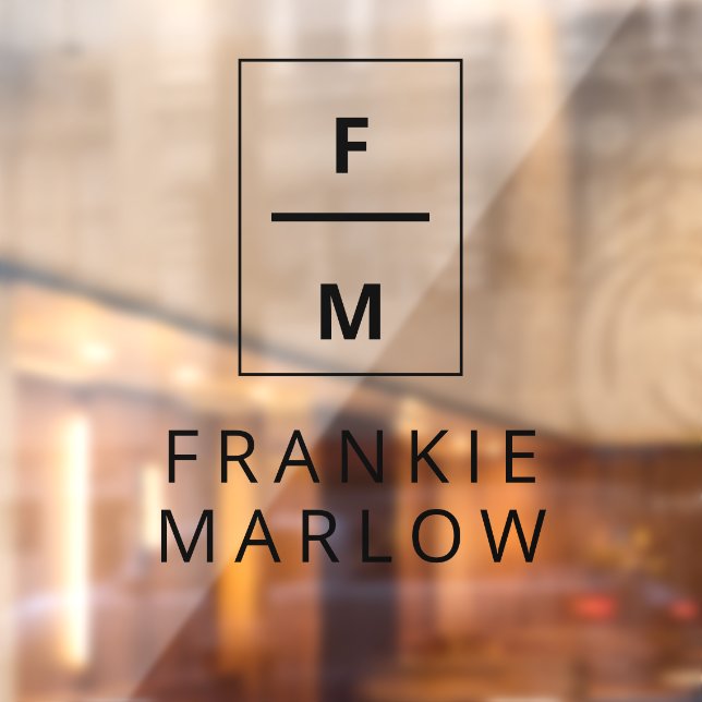 Minimalist Modern Small Business Monogram Name Window Cling (Sheet 2)