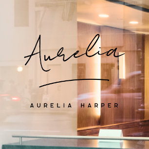 Minimalist Modern Small Business Signature Name Window Cling