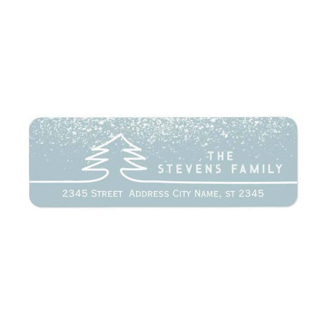 Minimalist modern snow line christmas tree Label (Front)