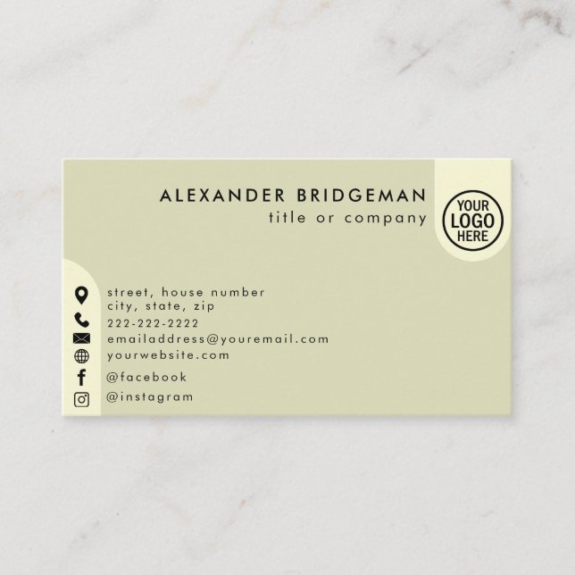 Minimalist, modern social media Business Card  (Front)