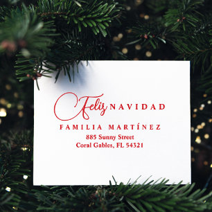 Minimalist Modern Spanish Feliz Navidad Address Self-inking Stamp