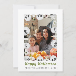 Minimalist Modern Spooky Happy Halloween 1 Photo Holiday Card