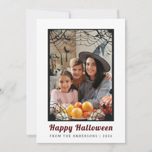 Minimalist Modern Spooky Happy Halloween 1 Photo Holiday Card