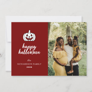 Minimalist Modern Spooky Happy Halloween 1 Photo Holiday Card