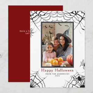 Minimalist Modern Spooky Happy Halloween 1 Photo Holiday Card