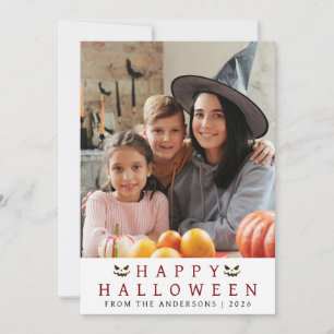 Minimalist Modern Spooky Happy Halloween 1 Photo Holiday Card