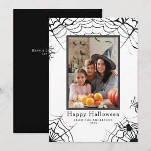 Minimalist Modern Spooky Happy Halloween 1 Photo Holiday Card
