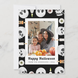 Minimalist Modern Spooky Happy Halloween 1 Photo Holiday Card