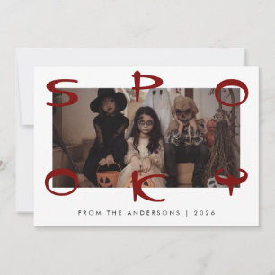 Minimalist Modern Spooky Happy Halloween 1 Photo Holiday Card