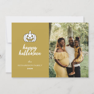 Minimalist Modern Spooky Happy Halloween 1 Photo Holiday Card