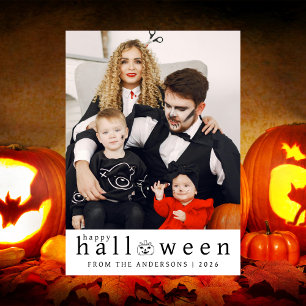 Minimalist Modern Spooky Happy Halloween 1 Photo Holiday Card
