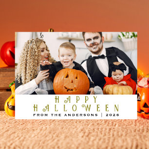 Minimalist Modern Spooky Happy Halloween 1 Photo Holiday Card