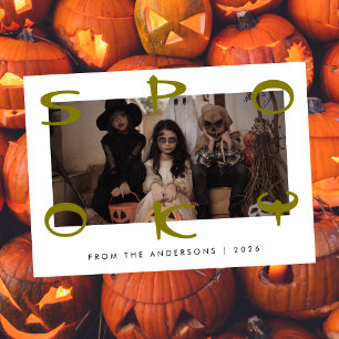 Minimalist Modern Spooky Happy Halloween 1 Photo Holiday Card
