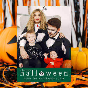Minimalist Modern Spooky Happy Halloween 1 Photo Holiday Card