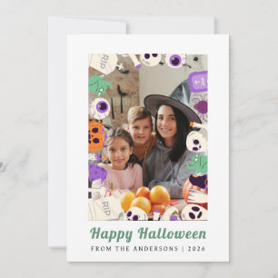 Minimalist Modern Spooky Happy Halloween 1 Photo Holiday Card