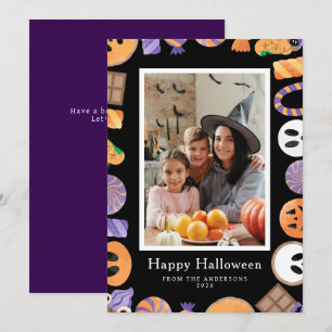 Minimalist Modern Spooky Happy Halloween 1 Photo Holiday Card