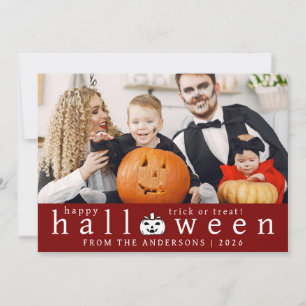 Minimalist Modern Spooky Happy Halloween 1 Photo Holiday Card