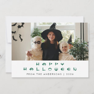 Minimalist Modern Spooky Happy Halloween 1 Photo Holiday Card
