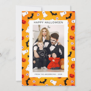 Minimalist Modern Spooky Happy Halloween 1 Photo Holiday Card