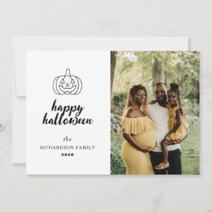 Minimalist Modern Spooky Happy Halloween 1 Photo Holiday Card