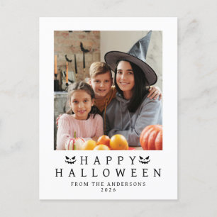 Minimalist Modern Spooky Happy Halloween 1 Photo Holiday Postcard