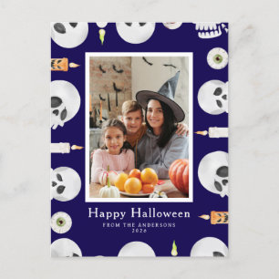 Minimalist Modern Spooky Happy Halloween 1 Photo Holiday Postcard