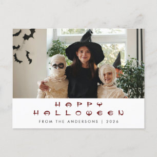 Minimalist Modern Spooky Happy Halloween 1 Photo Holiday Postcard