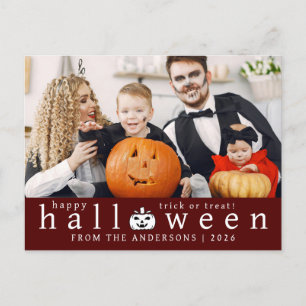 Minimalist Modern Spooky Happy Halloween 1 Photo Holiday Postcard