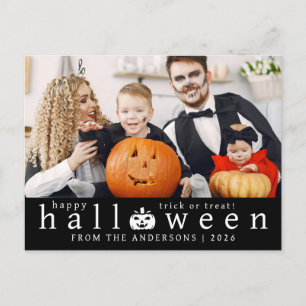Minimalist Modern Spooky Happy Halloween 1 Photo Holiday Postcard