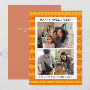 Minimalist Modern Spooky Happy Halloween 2 Photo Holiday Card