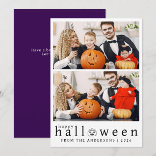 Minimalist Modern Spooky Happy Halloween 2 Photo Holiday Card