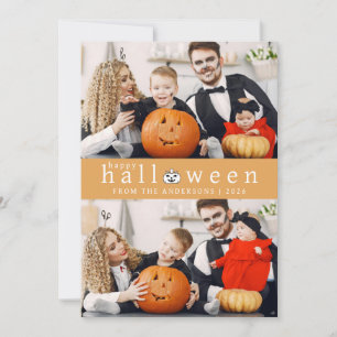 Minimalist Modern Spooky Happy Halloween 2 Photo Holiday Card
