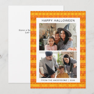 Minimalist Modern Spooky Happy Halloween 2 Photo Holiday Card
