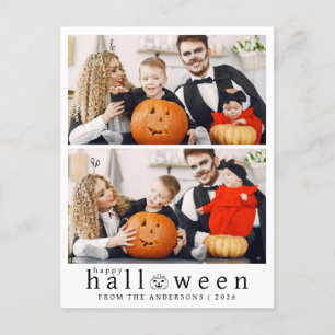 Minimalist Modern Spooky Happy Halloween 2 Photo Holiday Postcard