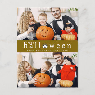 Minimalist Modern Spooky Happy Halloween 2 Photo Holiday Postcard