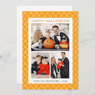 Minimalist Modern Spooky Happy Halloween 3 Photo Holiday Card