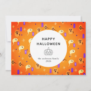 Minimalist Modern Spooky Happy Halloween 3 Photo Holiday Card