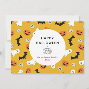 Minimalist Modern Spooky Happy Halloween 3 Photo Holiday Card
