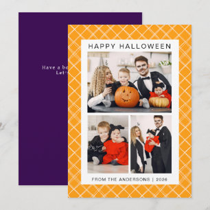 Minimalist Modern Spooky Happy Halloween 3 Photo Holiday Card