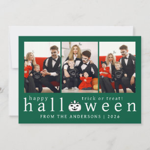 Minimalist Modern Spooky Happy Halloween 3 Photo Holiday Card