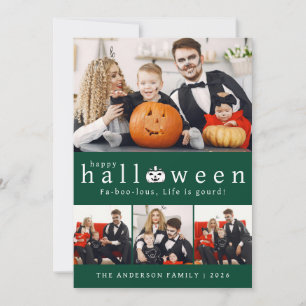 Minimalist Modern Spooky Happy Halloween 4 Photo Holiday Card