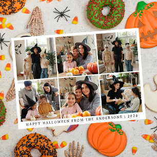 Minimalist Modern Spooky Happy Halloween 6 Photo Holiday Card