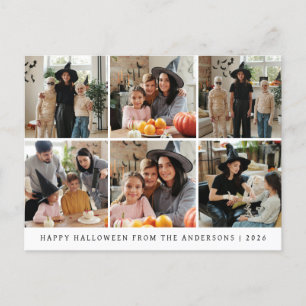 Minimalist Modern Spooky Happy Halloween 6 Photo Holiday Postcard