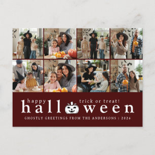 Minimalist Modern Spooky Happy Halloween 6 Photo Holiday Postcard