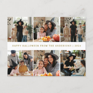 Minimalist Modern Spooky Happy Halloween 6 Photo Holiday Postcard